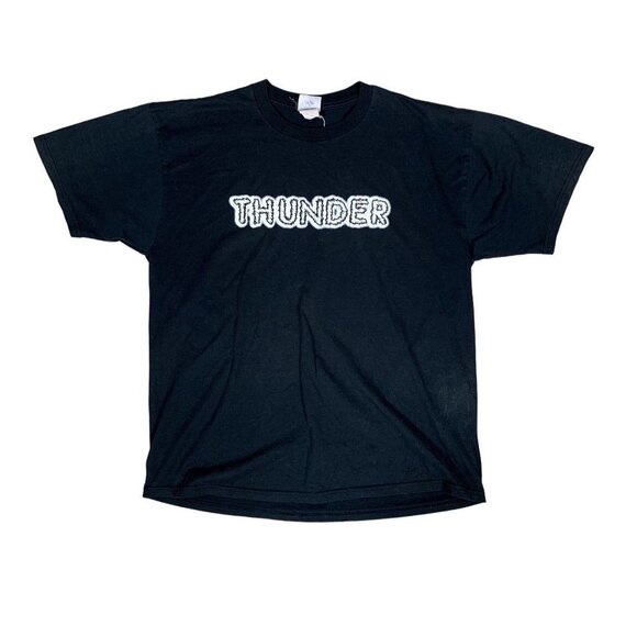 Jerzees 90s Vintage Thunder Black T-Shirt Size XL - Picture 1 of 4